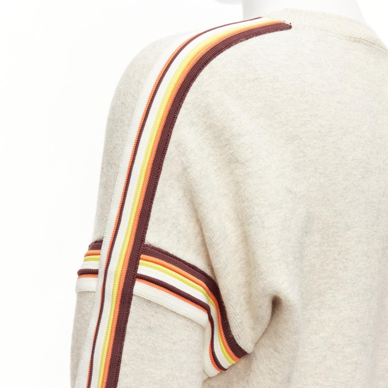 Beige ISABEL MARANT Nelson grey melange cotton striped trim sweatshirt S For Sale