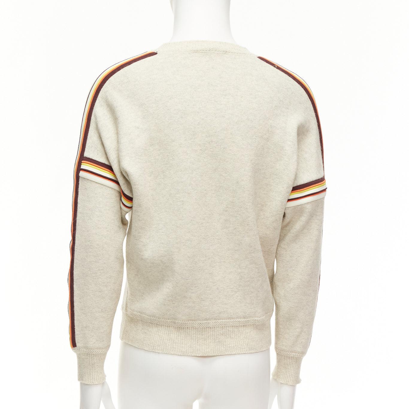 ISABEL MARANT Nelson grey melange cotton striped trim sweatshirt S For Sale 2