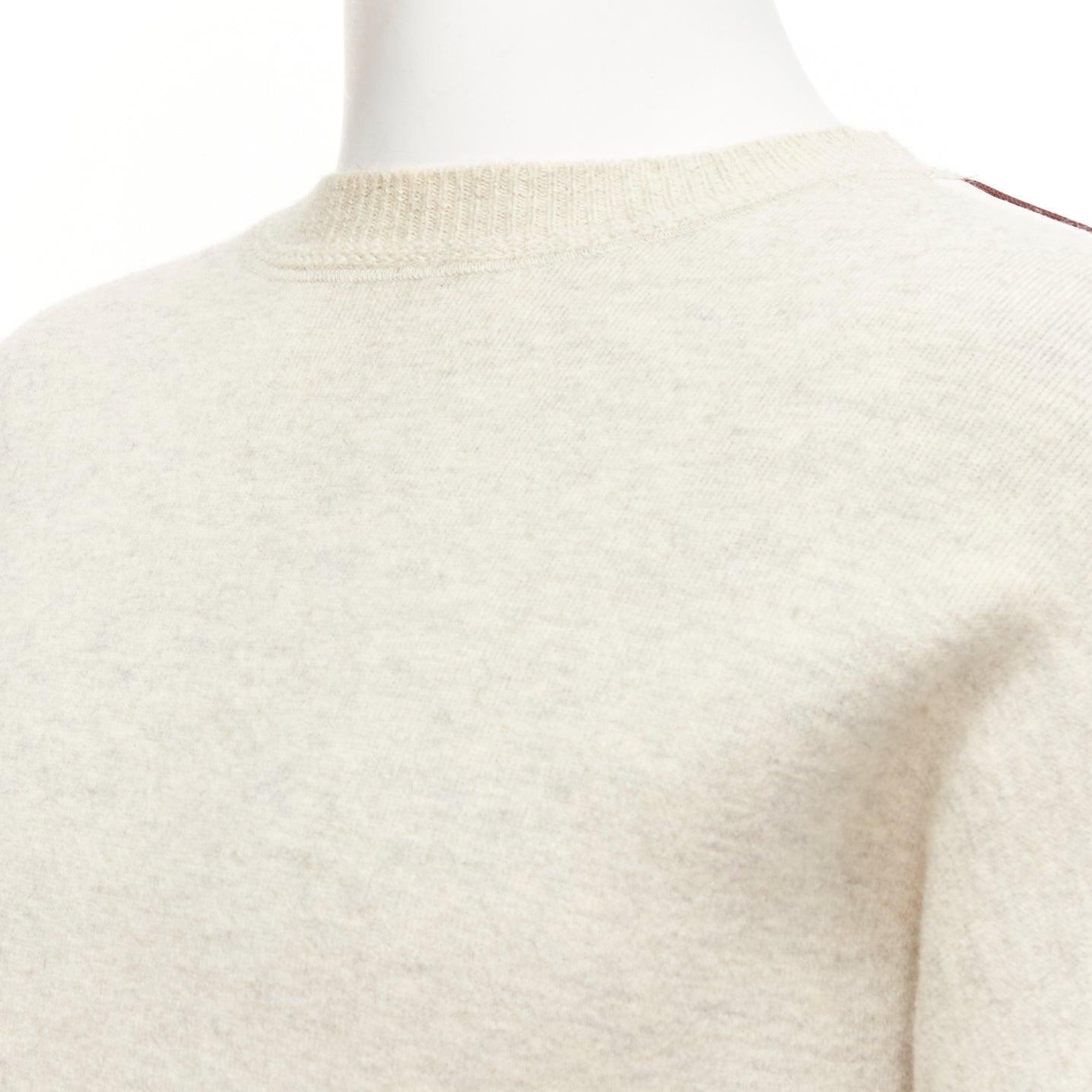 ISABEL MARANT Nelson grey melange cotton striped trim sweatshirt S For Sale 4
