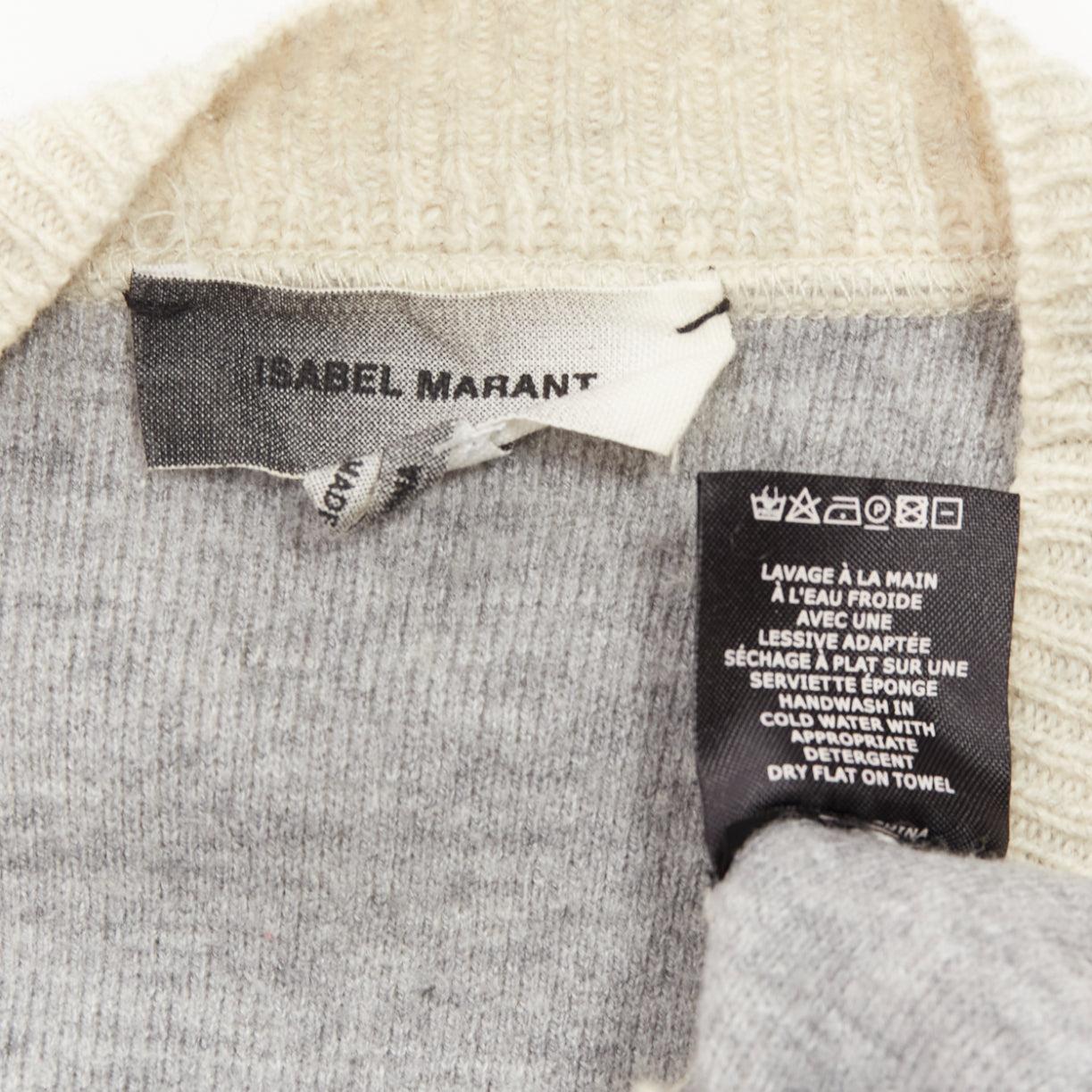 ISABEL MARANT Nelson grey melange cotton striped trim sweatshirt S For Sale 5