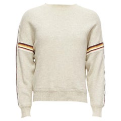 ISABEL MARANT Nelson - Felpa in cotone grigio melange con bordi a righe S