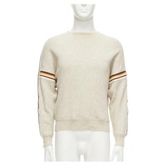 ISABEL MARANT Nelson grey melange cotton striped trim sweatshirt S