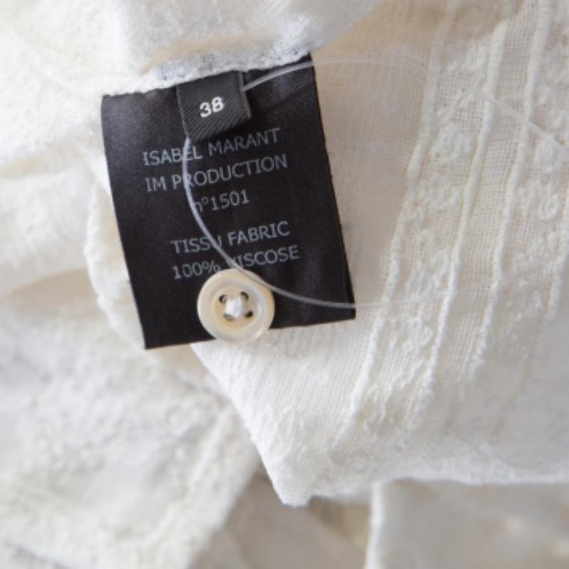 Grigio Isabel Marant Camicia a maniche lunghe in voile ricamato bianco sporco M. in vendita