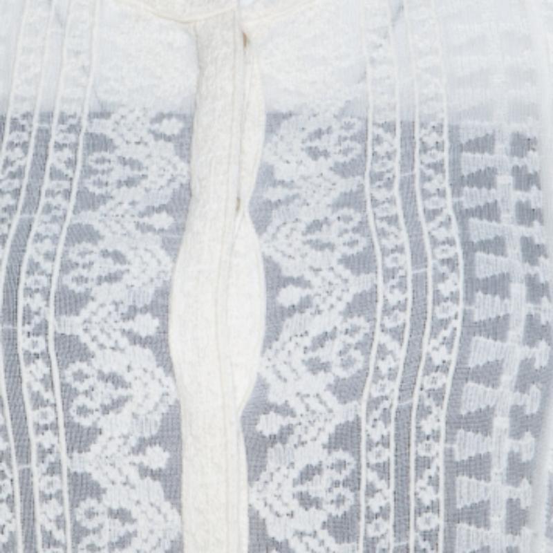 Isabel Marant Camicia a maniche lunghe in voile ricamato bianco sporco M. In condizioni ottime in vendita a Dubai, Al Qouz 2