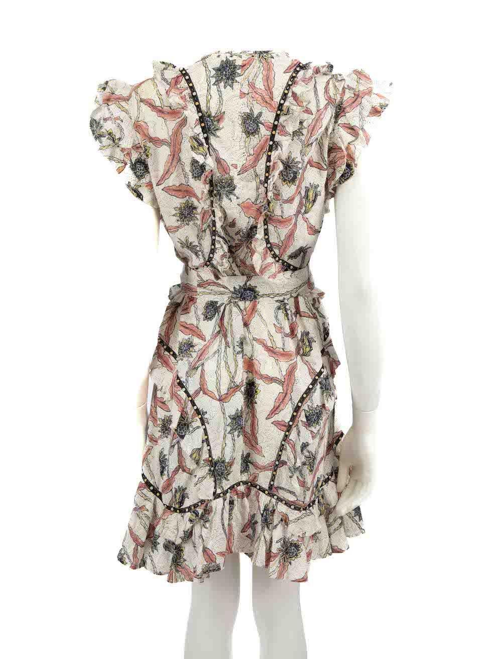 Isabel Marant Pattern Ruffle Studded Mini Dress Size M In Good Condition In London, GB
