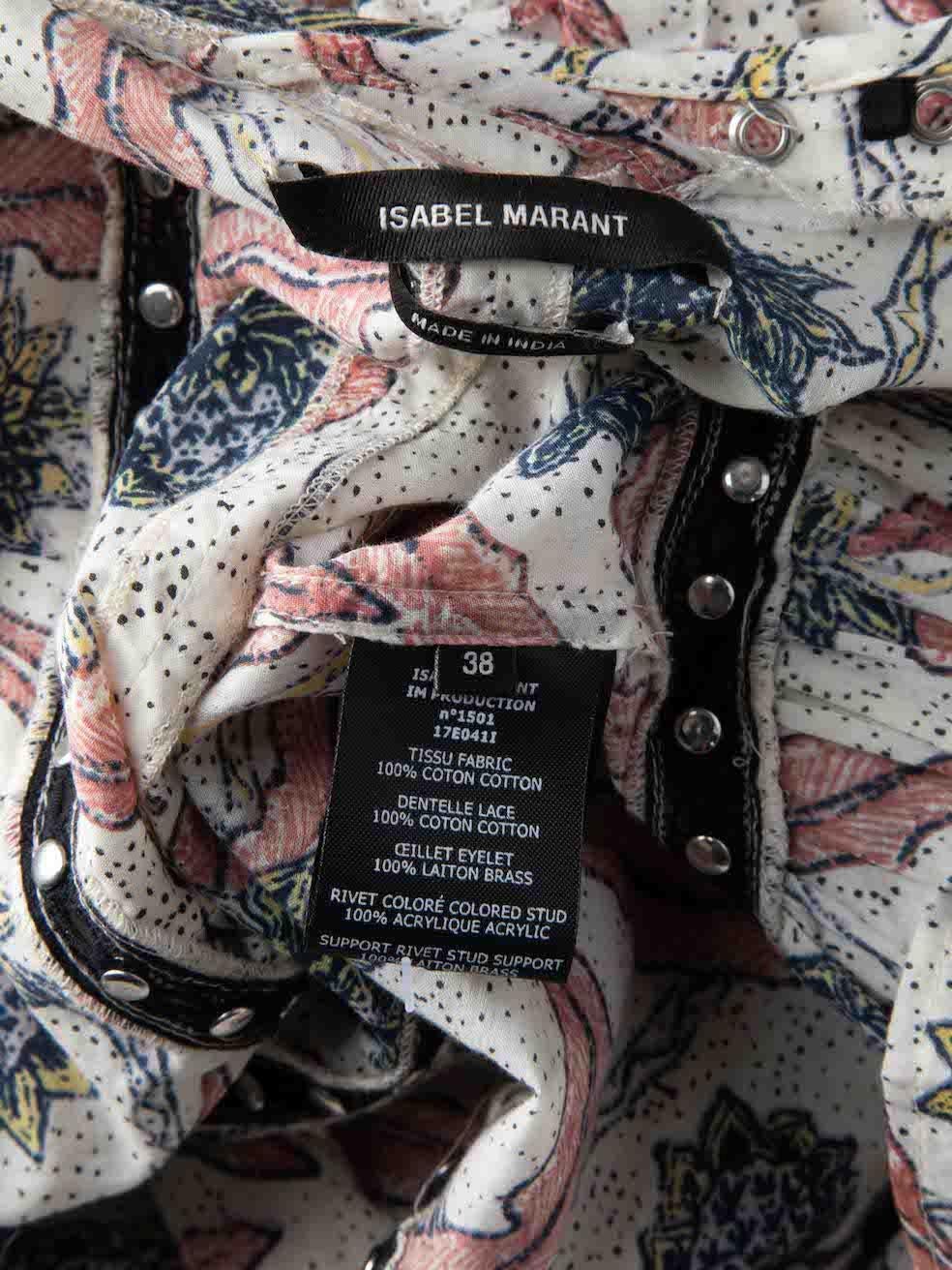Women's Isabel Marant Pattern Ruffle Studded Mini Dress Size M