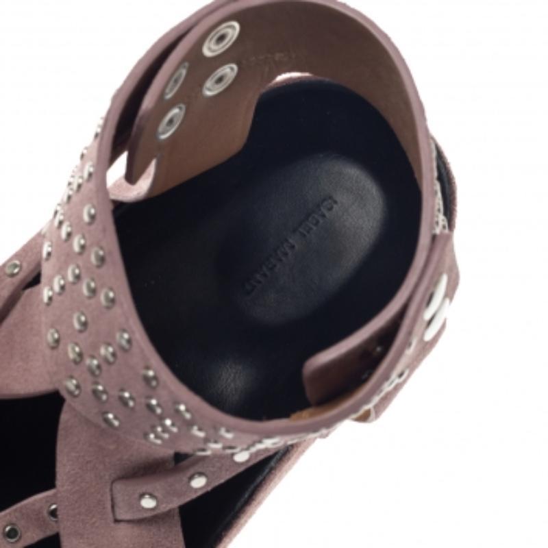 Isabel Marant Sandales plates cloutées Ellan en cuir et daim rose taille 41 Pour femmes en vente