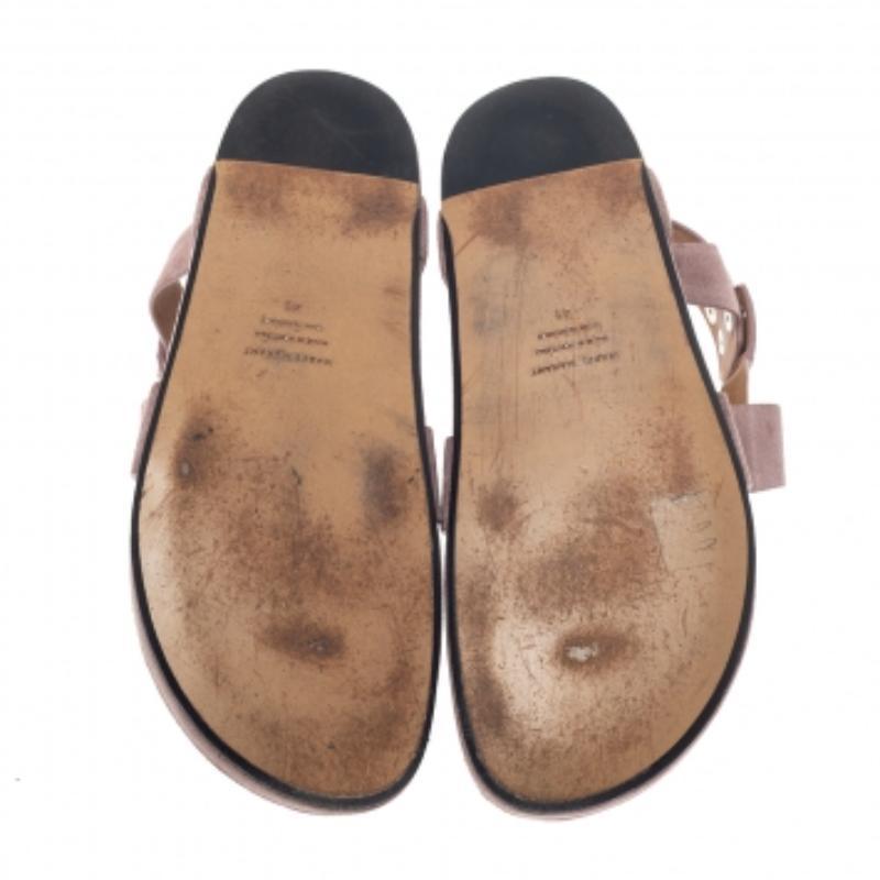 Isabel Marant Sandales plates cloutées Ellan en cuir et daim rose taille 41 en vente 1