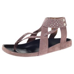 Isabel Marant Pink Suede Leather Ellan Studded Thong Flat Sandals Size 41
