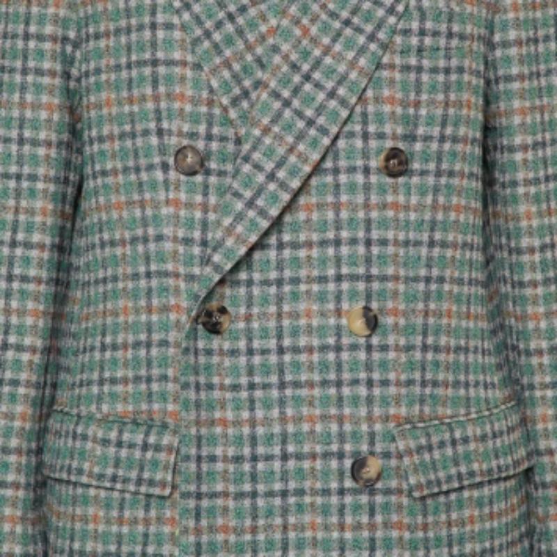 Isabel Marant Prince Of Wales Checkered Cotton Double Breasted Telis Blazer M In Good Condition For Sale In Dubai, Al Qouz 2