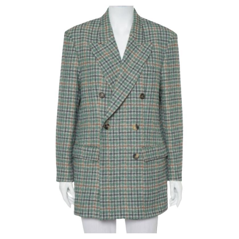 Isabel Marant Prince Of Wales Checkered Cotton Double Breasted Telis Blazer M For Sale