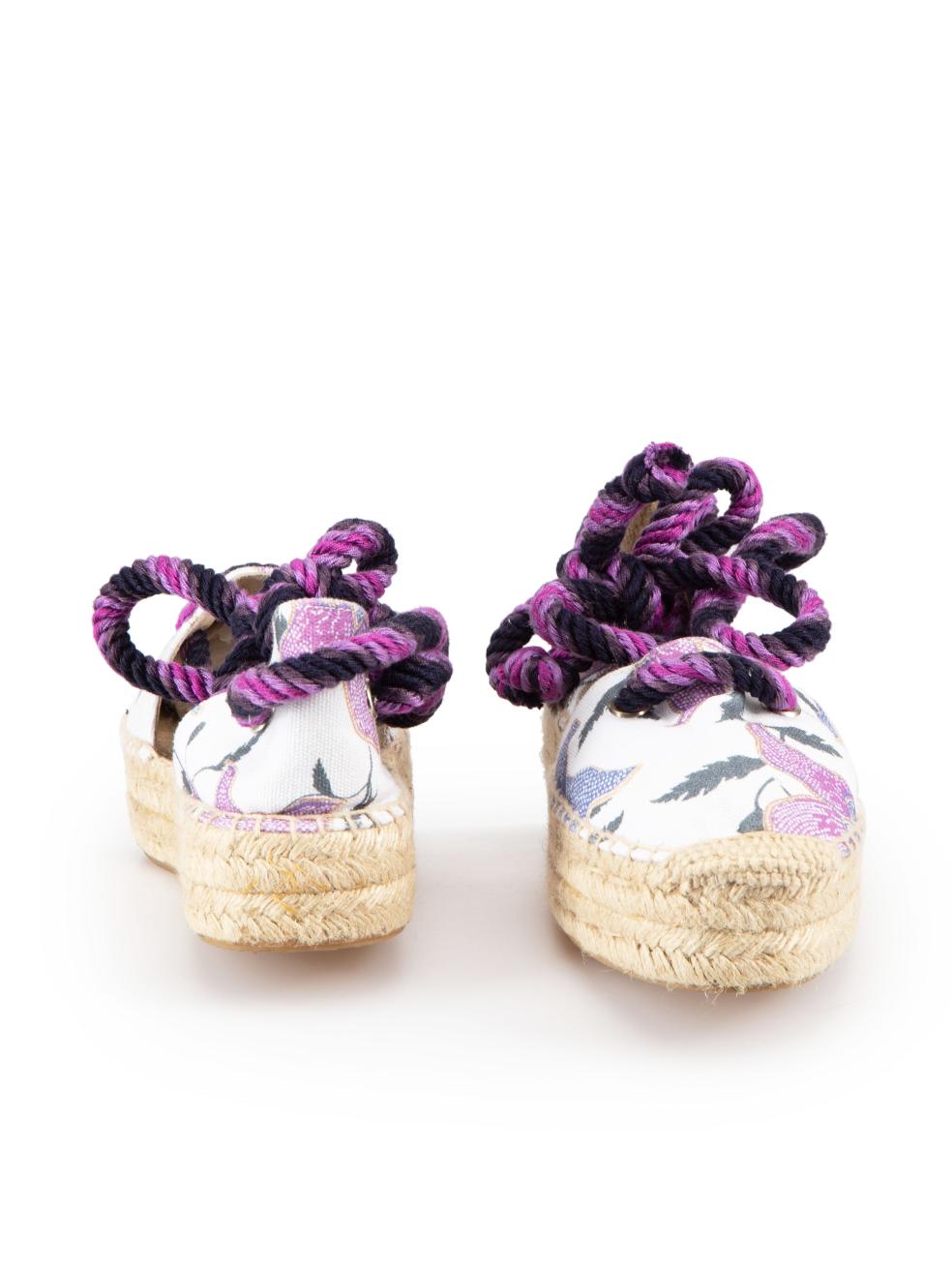 Isabel Marant Purple Floral Rope Tie Espadrilles Size IT 37 In Excellent Condition For Sale In London, GB