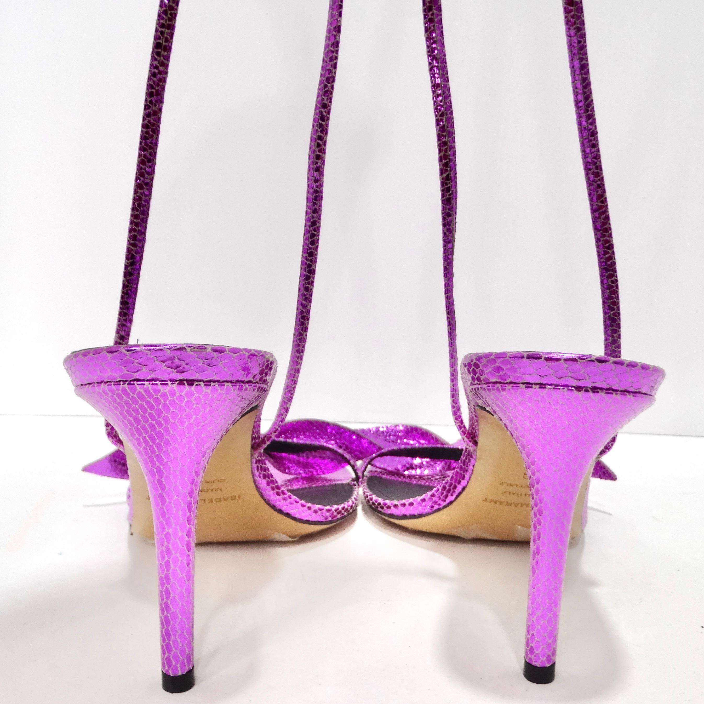 Isabel Marant Purple Leather Snakeskin Effect Heel Sandal For Sale 6