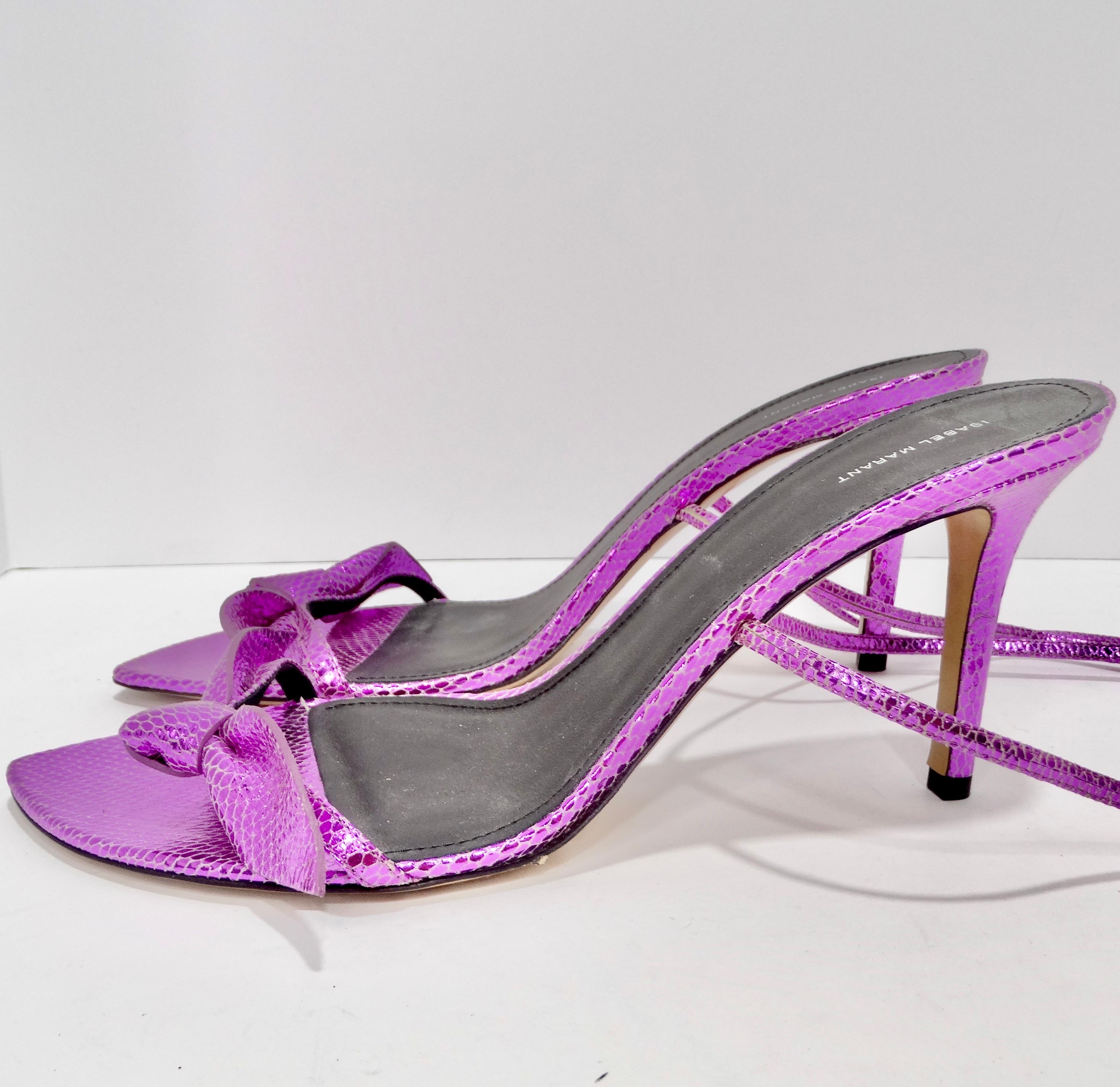 Isabel Marant Purple Leather Snakeskin Effect Heel Sandal For Sale 4