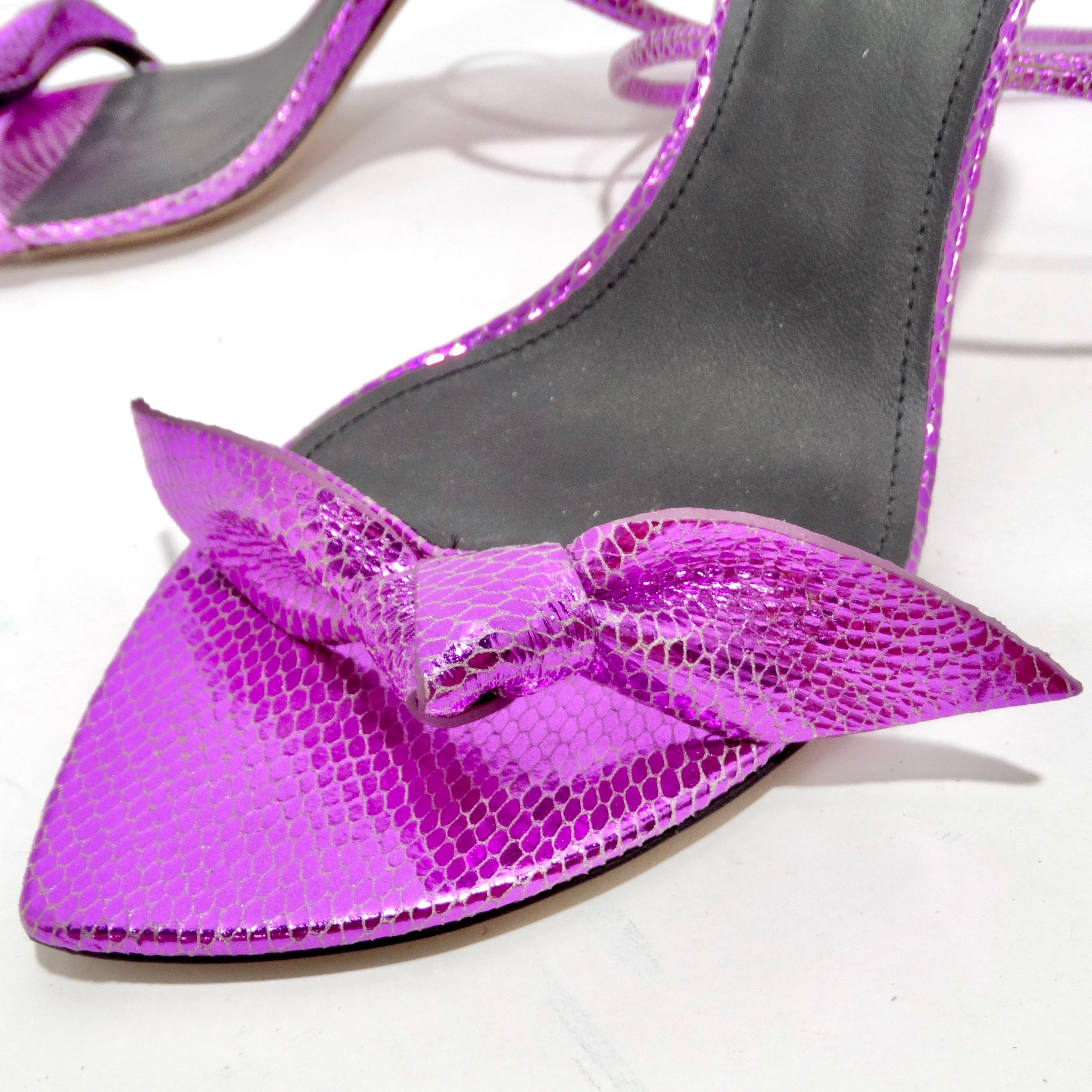 Isabel Marant Purple Leather Snakeskin Effect Heel Sandal For Sale 5