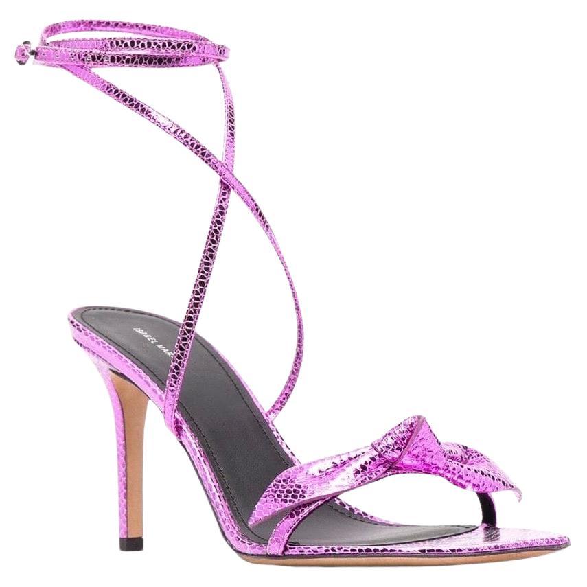 Isabel Marant Purple Leather Snakeskin Effect Heel Sandal For Sale