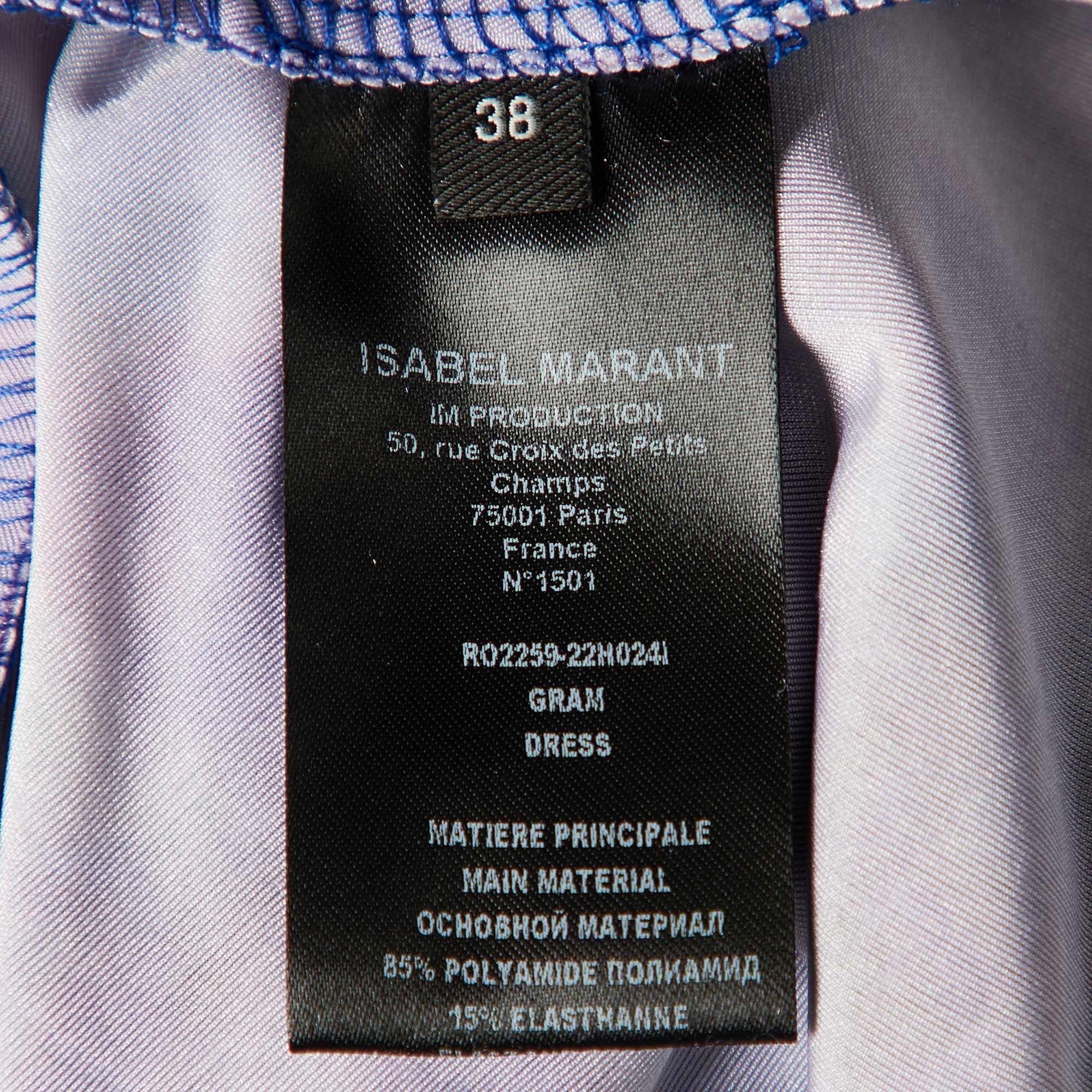 Isabel Marant Purple Printed Velvet Gram Mini Dress M In Excellent Condition For Sale In Dubai, Al Qouz 2