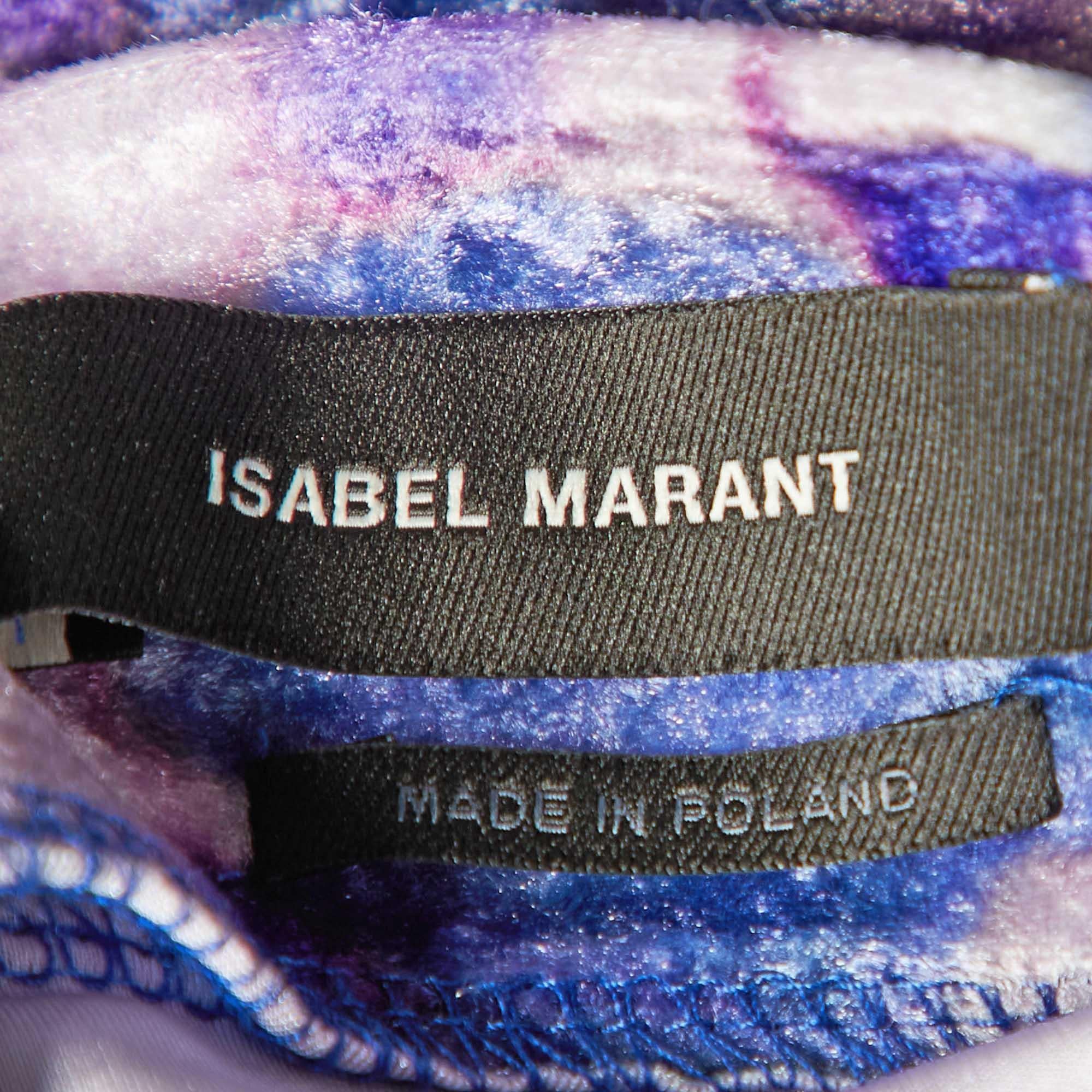 Isabel Marant Purple Printed Velvet Gram Mini Dress M For Sale 1