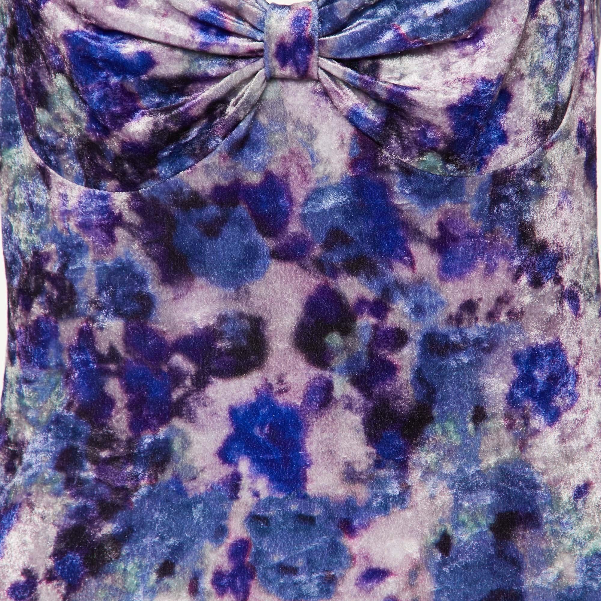 Isabel Marant Purple Printed Velvet Gubaia Top L In Excellent Condition For Sale In Dubai, Al Qouz 2