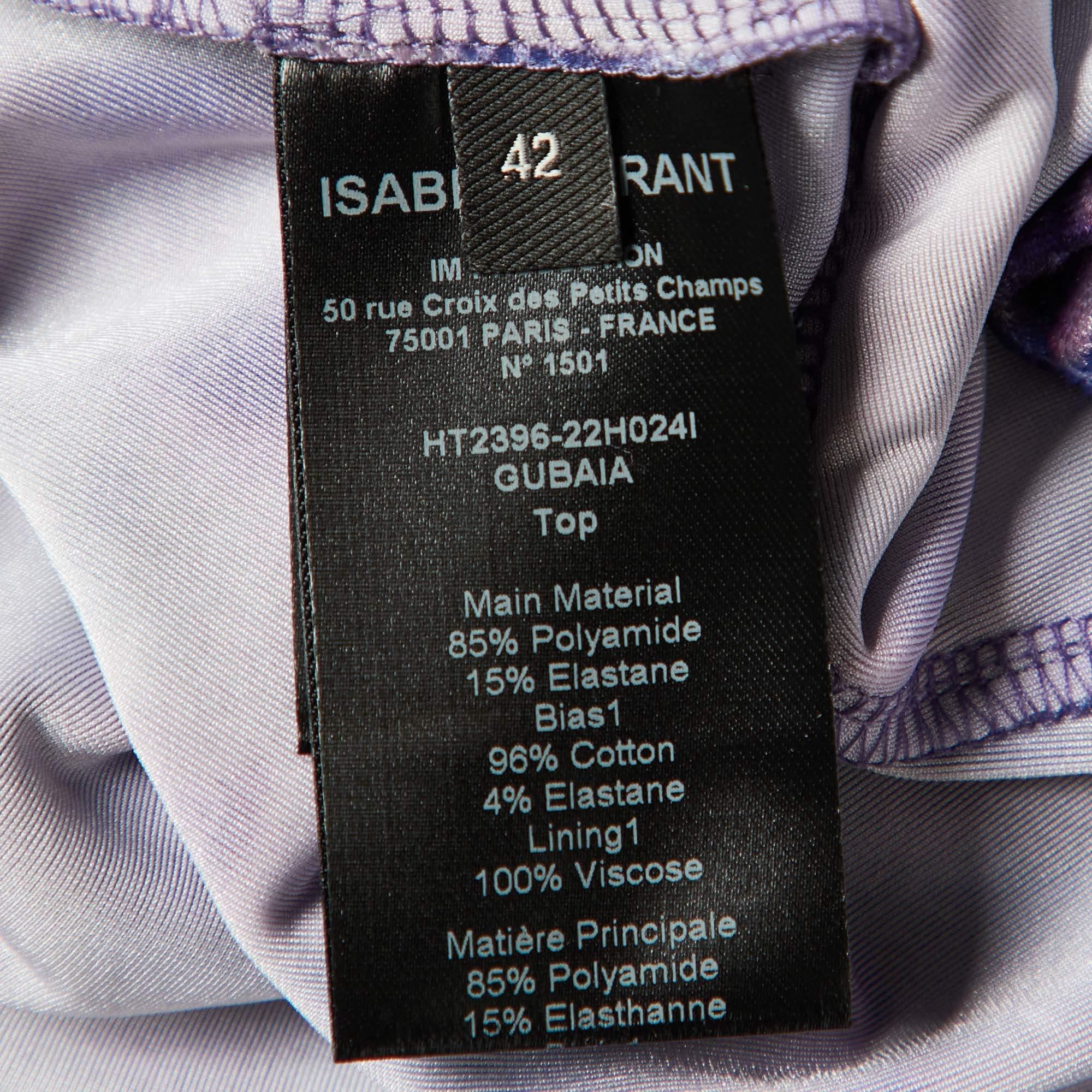 Women's Isabel Marant Purple Printed Velvet Gubaia Top L For Sale