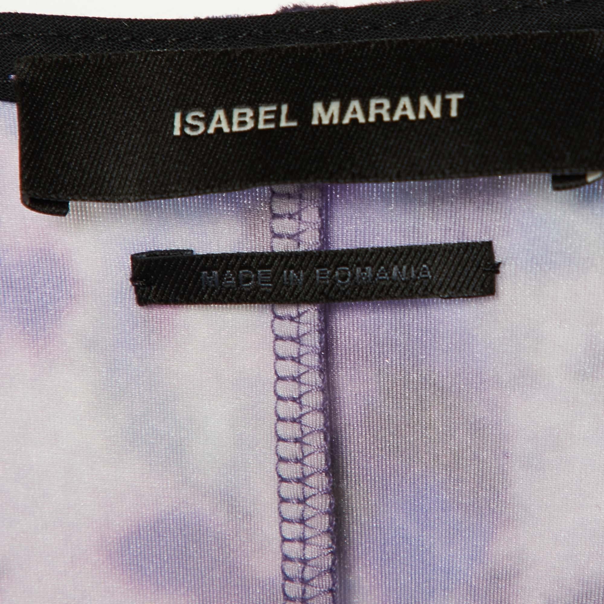 Isabel Marant Purple Printed Velvet Gubaia Top L For Sale 1