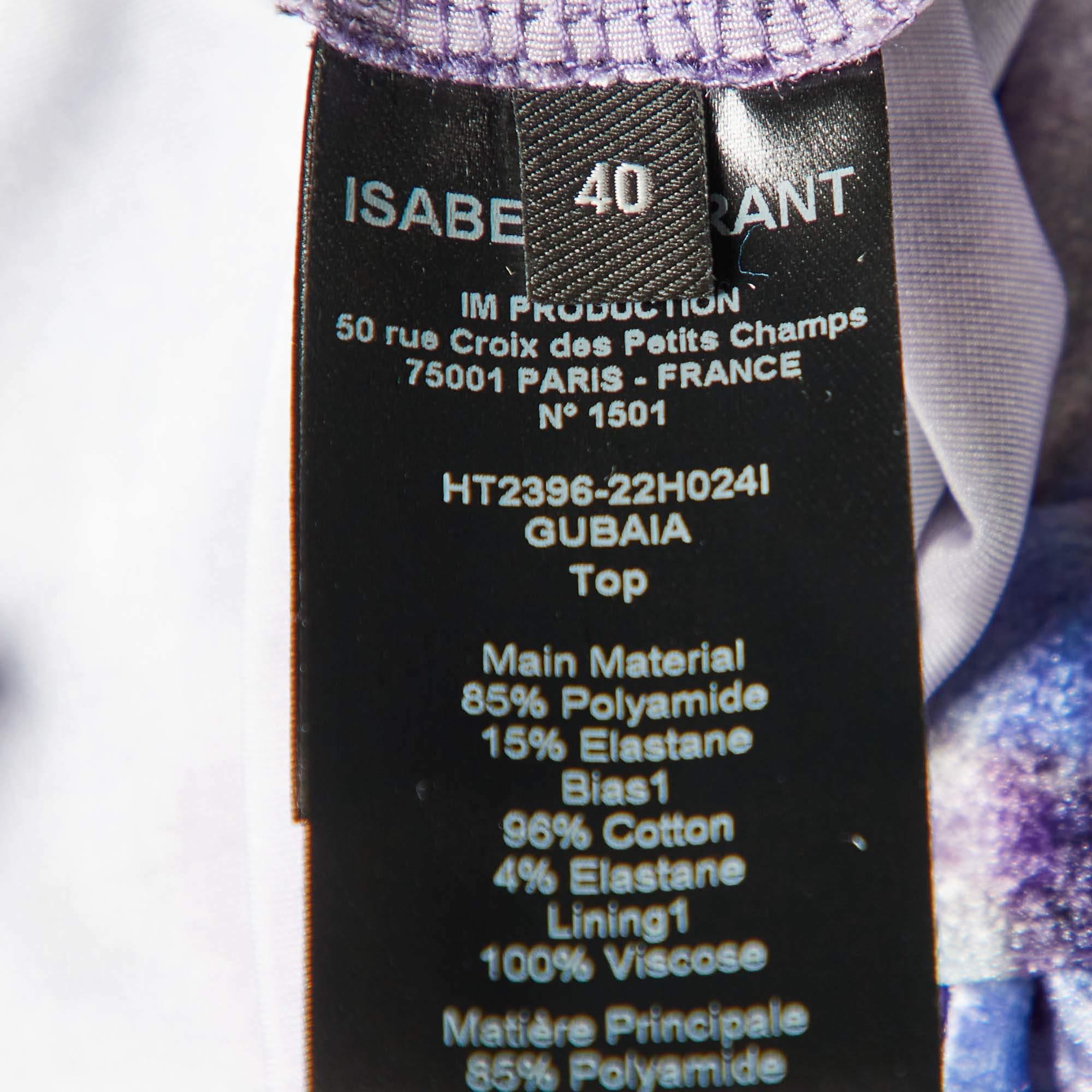 Women's Isabel Marant Purple Printed Velvet Gubaia Top M For Sale