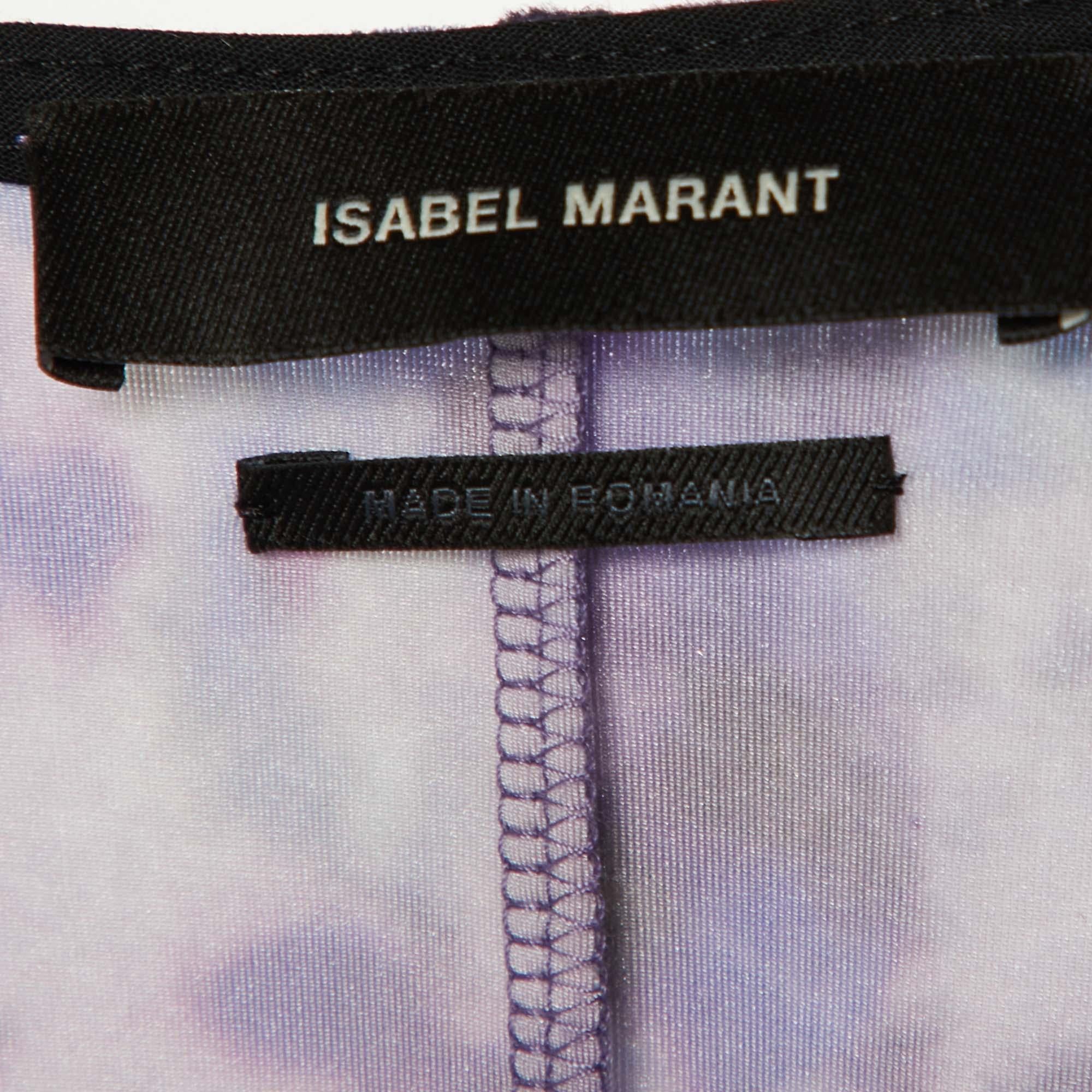 Women's Isabel Marant Purple Printed Velvet Gubaia Top M For Sale