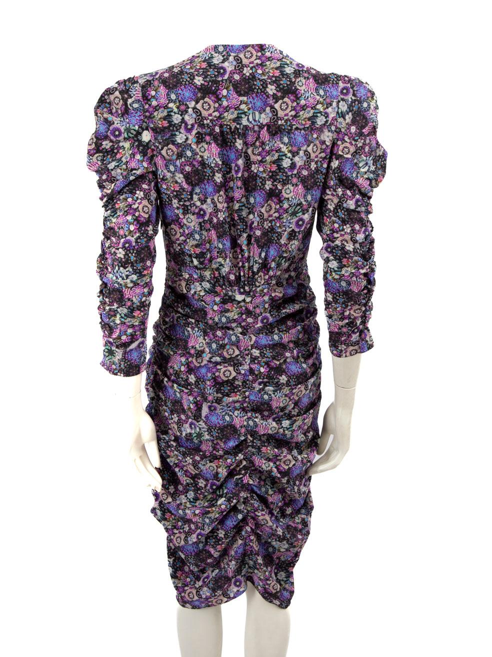 Black Isabel Marant Purple Silk Celina Ruched Dress Size L