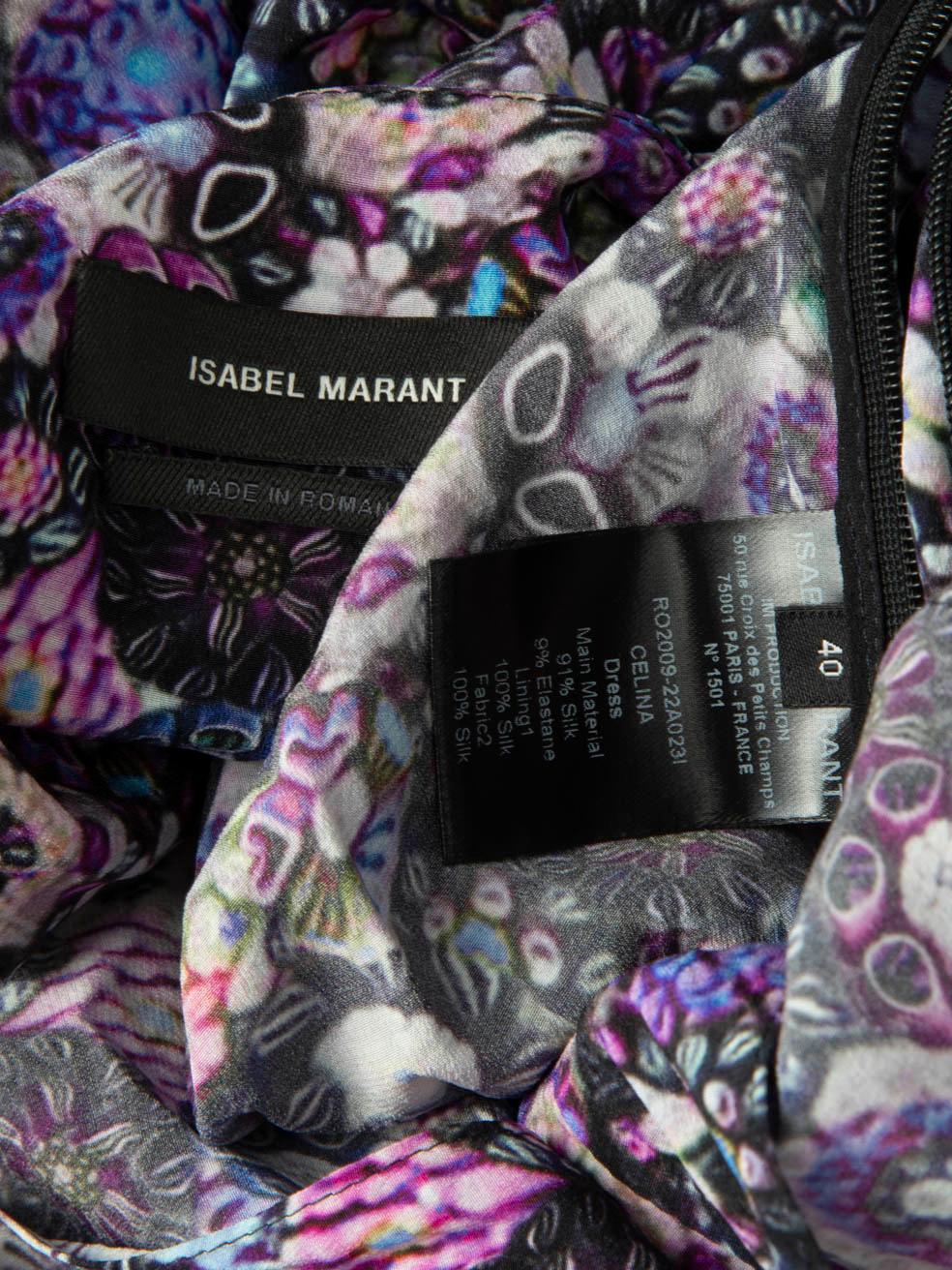 Women's Isabel Marant Purple Silk Celina Ruched Dress Size L