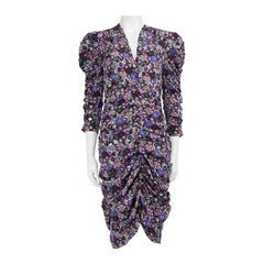 Isabel Marant Purple Silk Celina Ruched Dress Size L