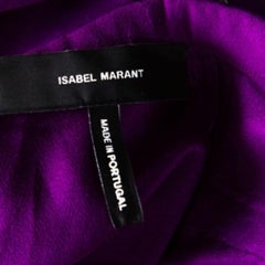 Isabel Marant Purple Silk Embellished Collar Half Sleeve Top L