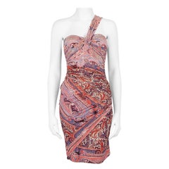 Isabel Marant Red Paisley One Shoulder Mini Dress Size S