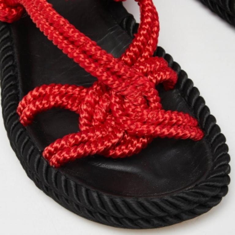 Brown Isabel Marant Red Rope Lou Flat Sandals Size 39