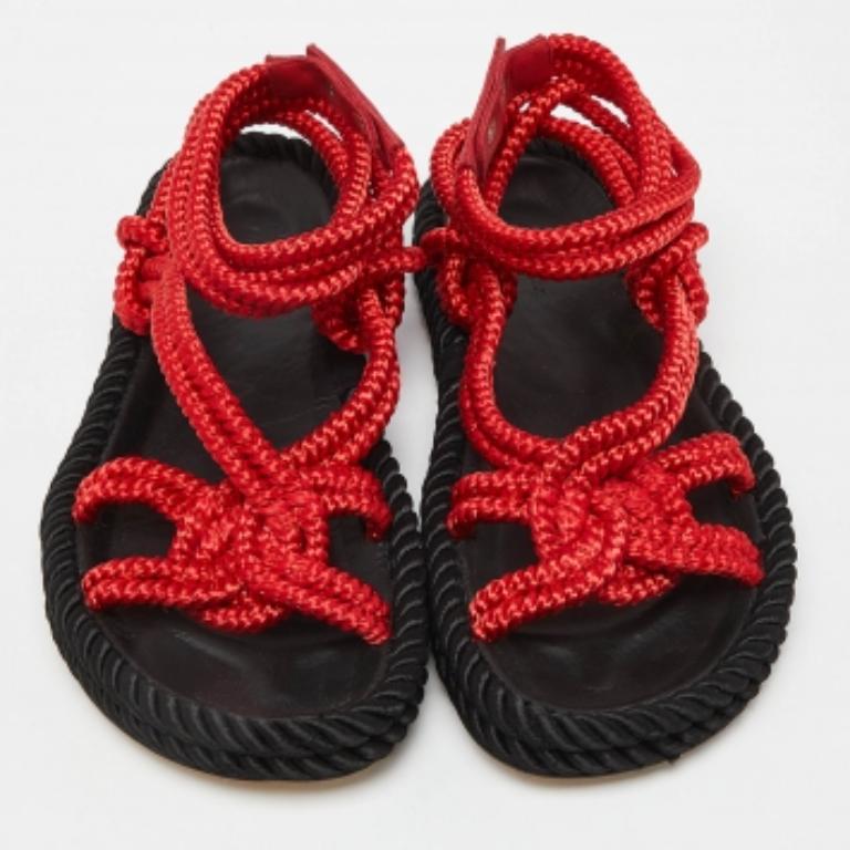 Isabel Marant Red Rope Lou Flat Sandals Size 39 3