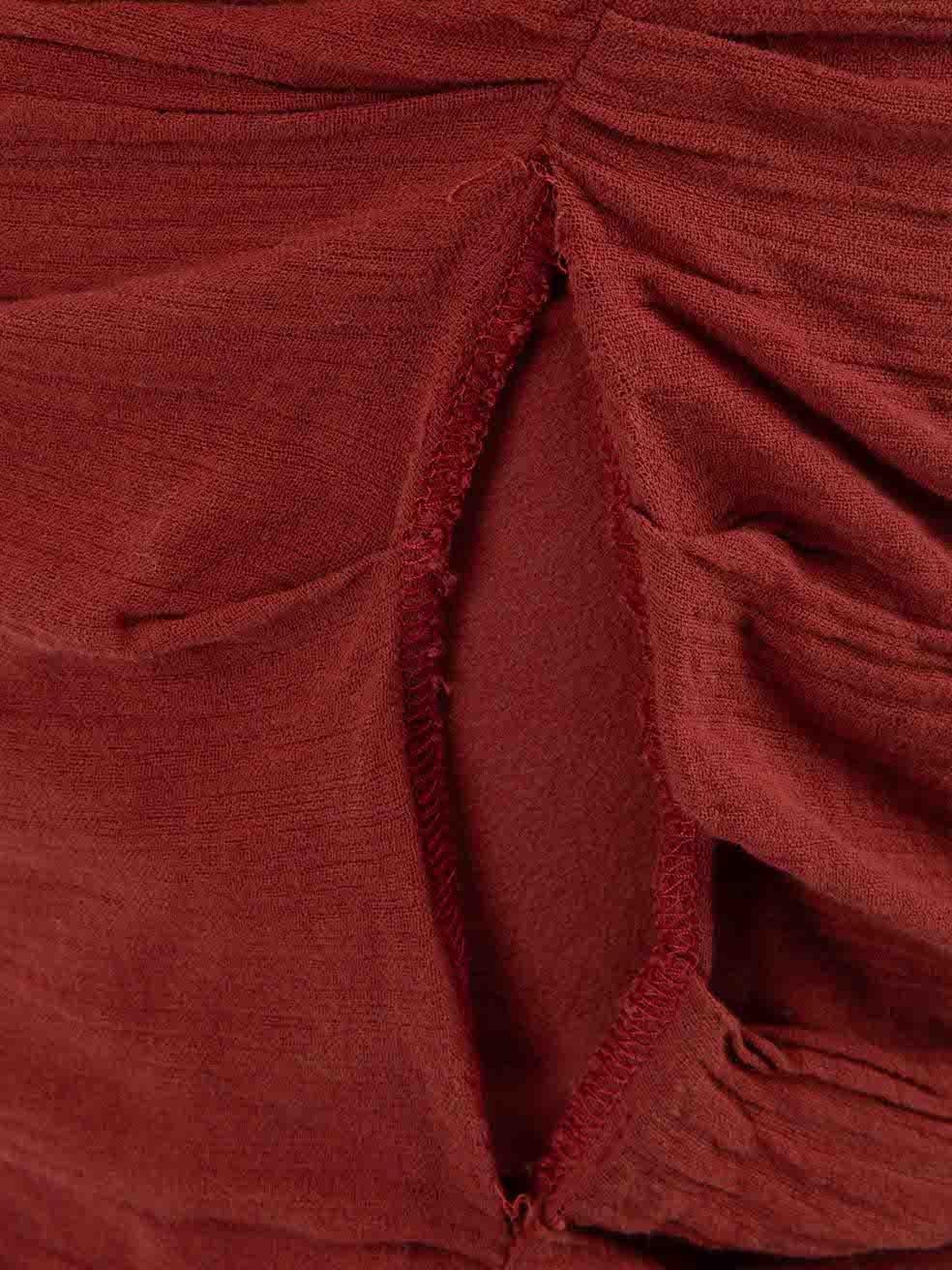 Isabel Marant Red Ruffled Strap Ruched Mini Dress Size S In Good Condition In London, GB