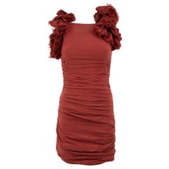 Isabel Marant Red Ruffled Strap Ruched Mini Dress Size S