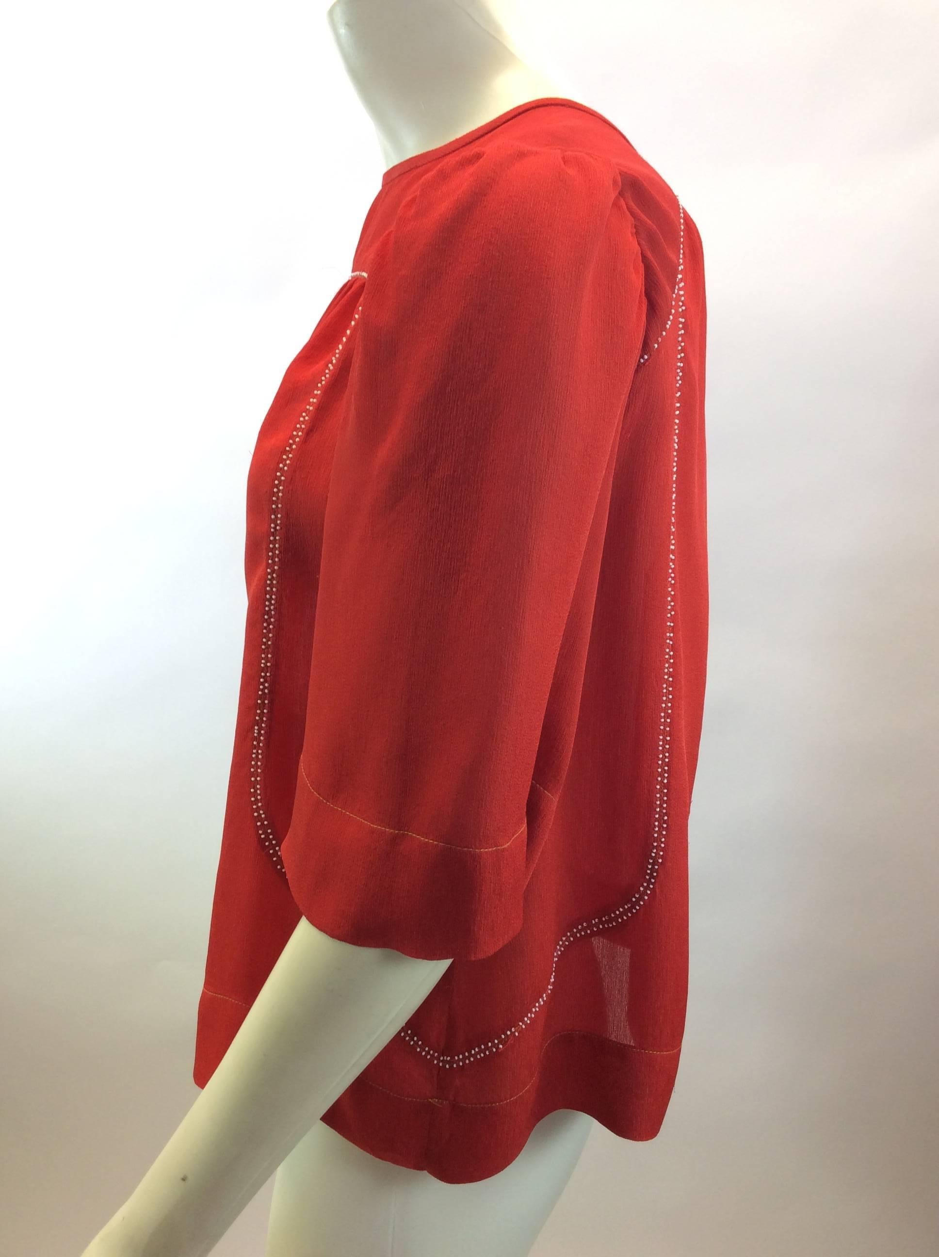 Isabel Marant Red Silk Blouse
$65
100% Silk
Made in India
Size 36
Length 21