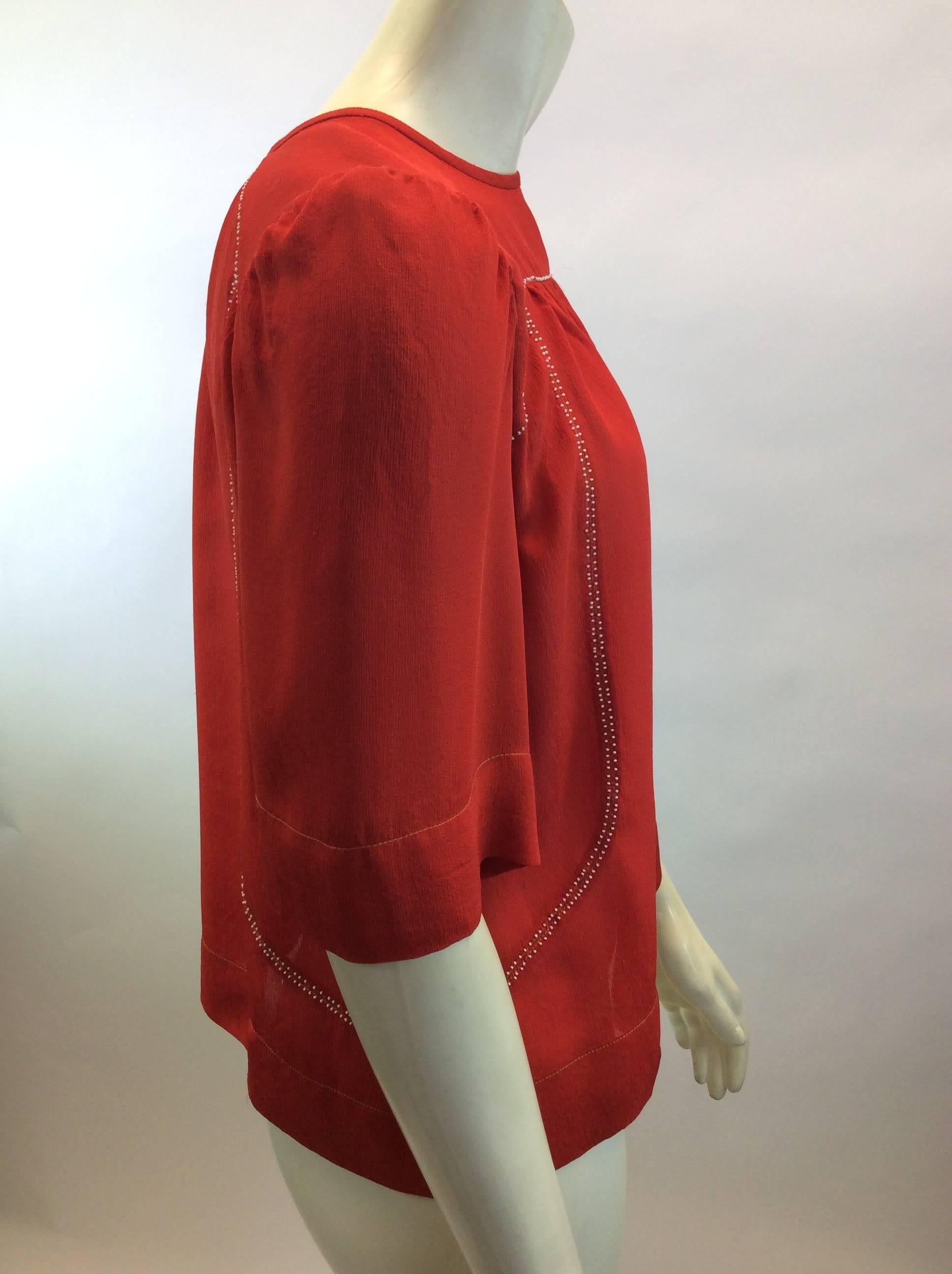 Isabel Marant Red Silk Blouse In Excellent Condition For Sale In Narberth, PA