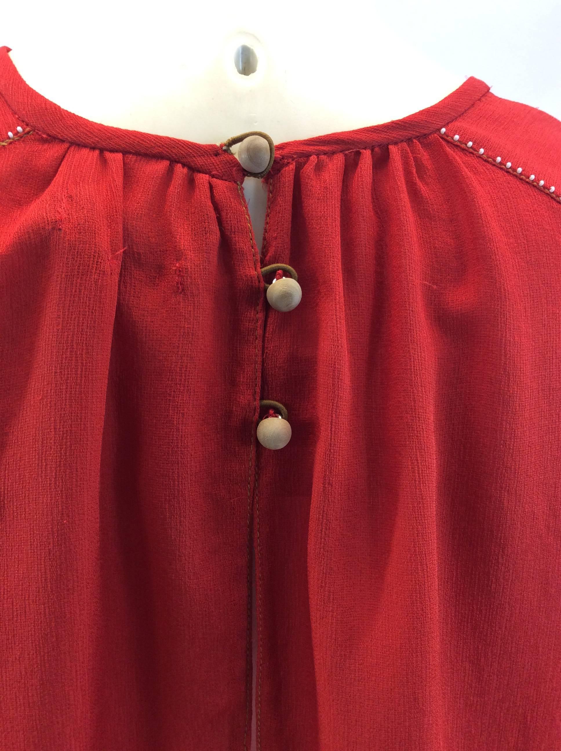 Women's Isabel Marant Red Silk Blouse For Sale