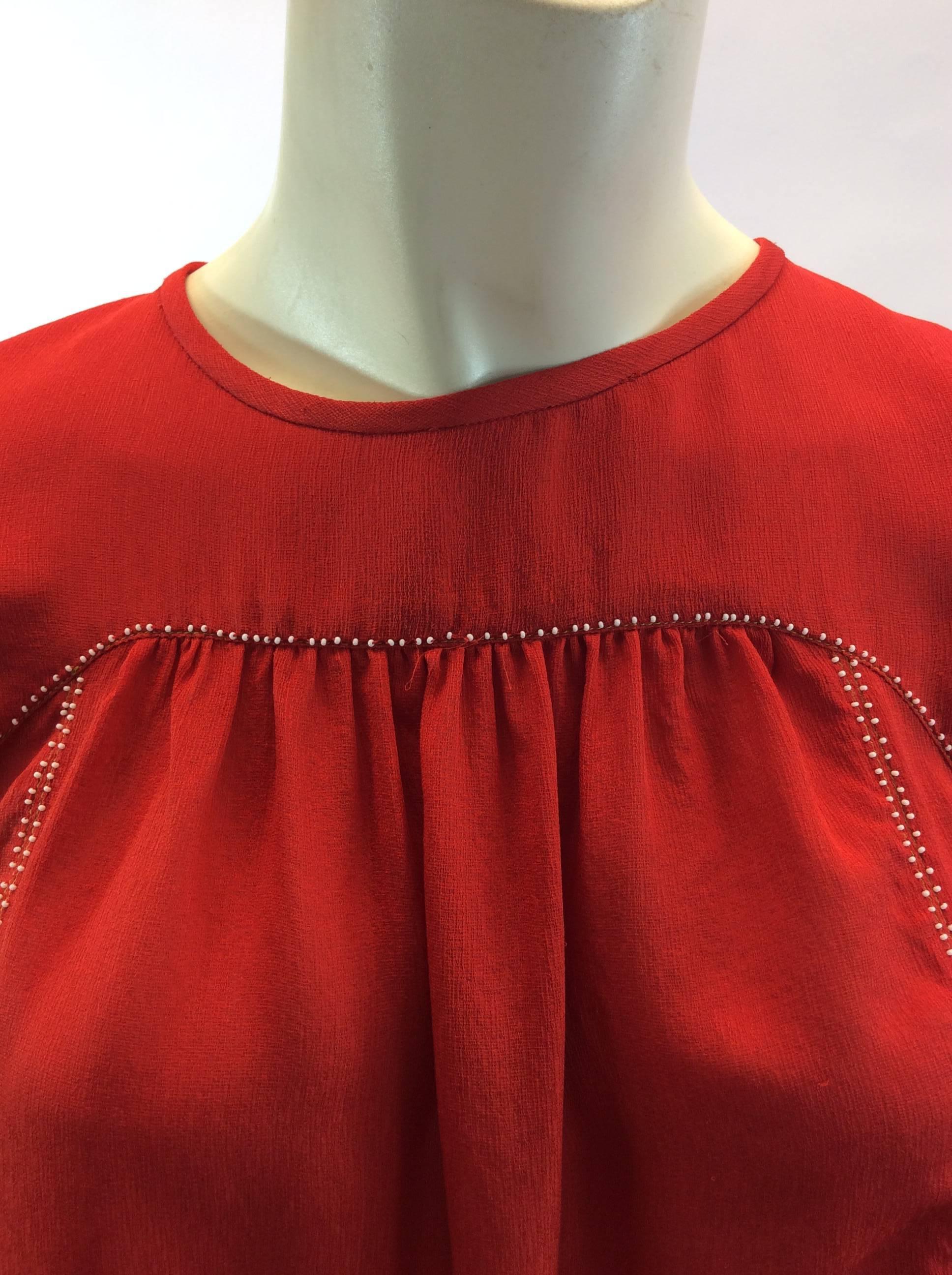 Isabel Marant Red Silk Blouse For Sale 1