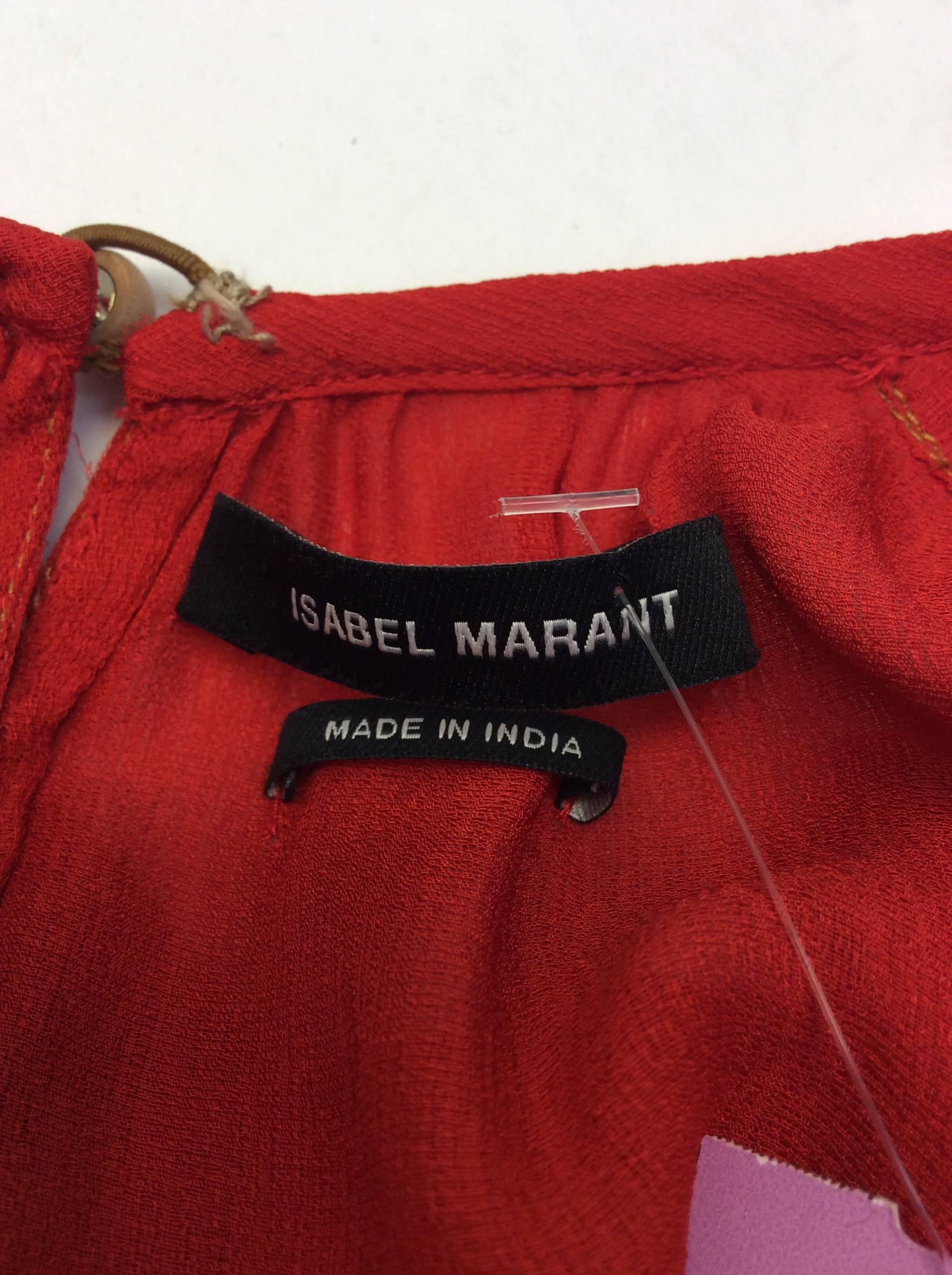 Isabel Marant Red Silk Blouse For Sale 2