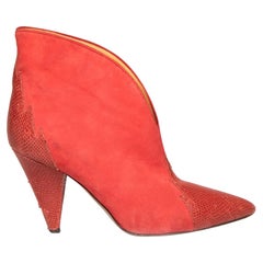 Isabel Marant Red Suede Snake Embossed Flame Boots Size IT 40