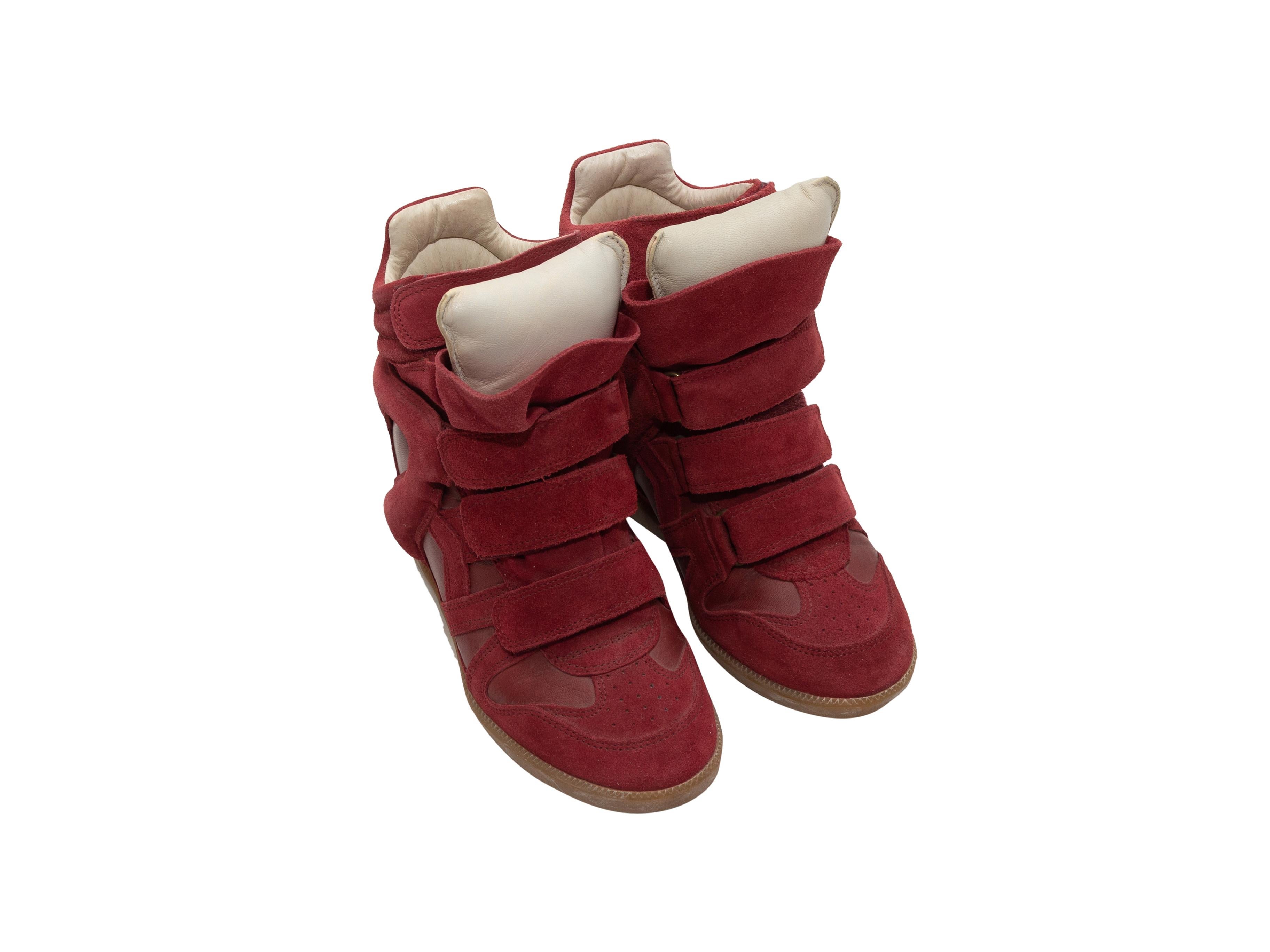 Marrone Sneakers con zeppa in camoscio rosso Isabel Marant