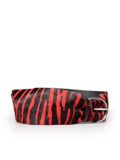 Isabel Marant Red Tiger Print Pony Hair Wide Belt