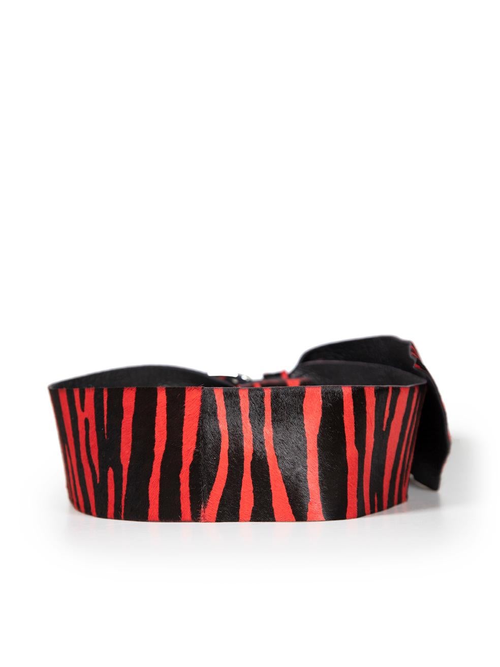 Isabel Marant Red Tiger Print Pony Hair Wide Belt In Excellent Condition For Sale In London, GB