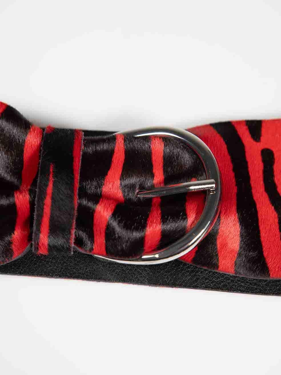Women's Isabel Marant Red Tiger Print Pony Hair Wide Belt For Sale