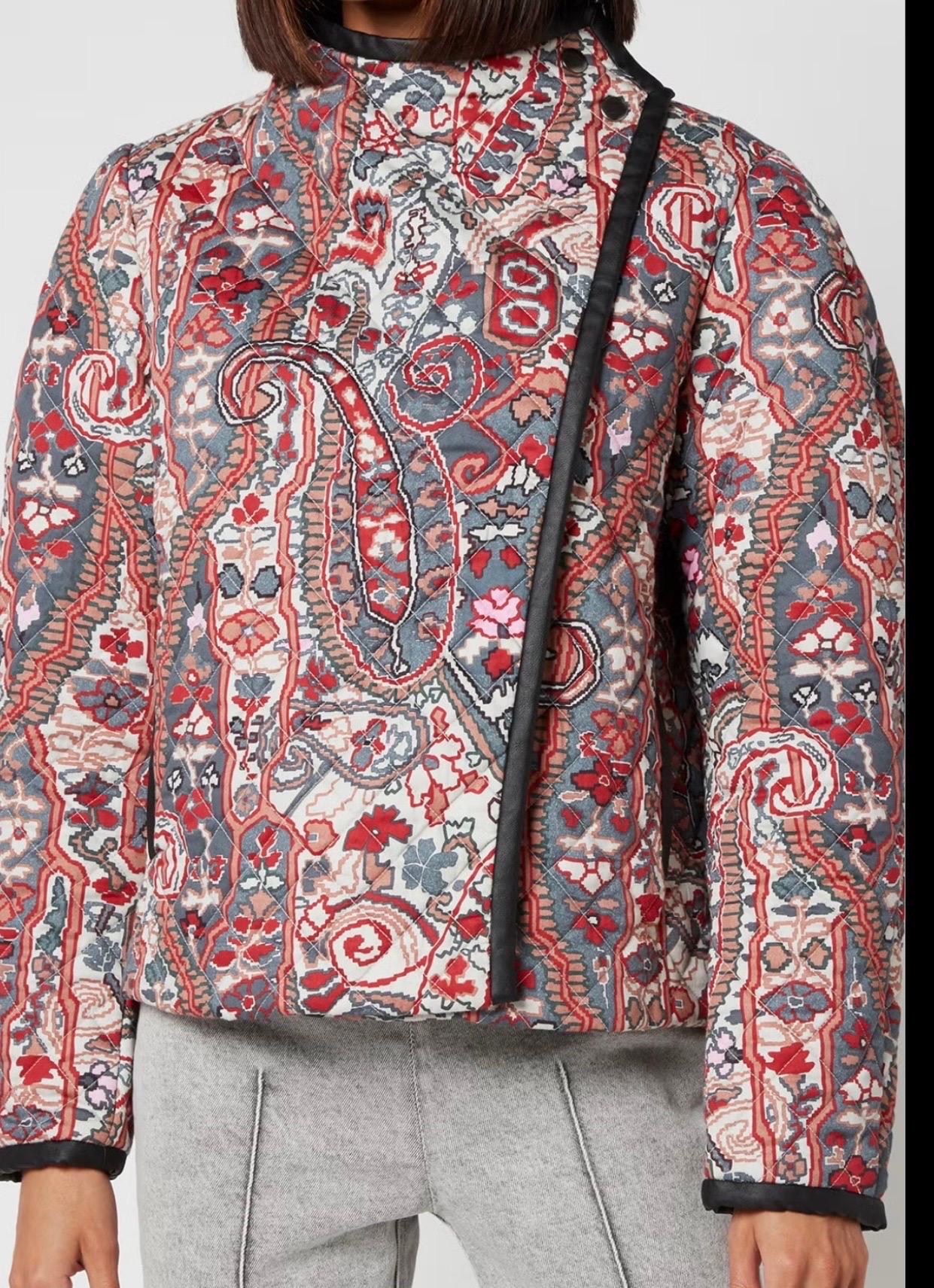 Isabel Marant Resort 2021 Jenolia Talla 38 / 6 - 8 Chaqueta biker de algodón con bufanda en venta 5