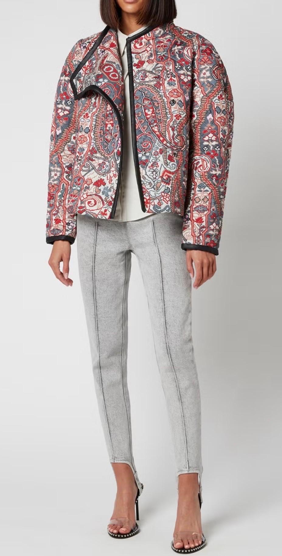 Isabel Marant Resort 2021 Jenolia Talla 38 / 6 - 8 Chaqueta biker de algodón con bufanda Gris en venta