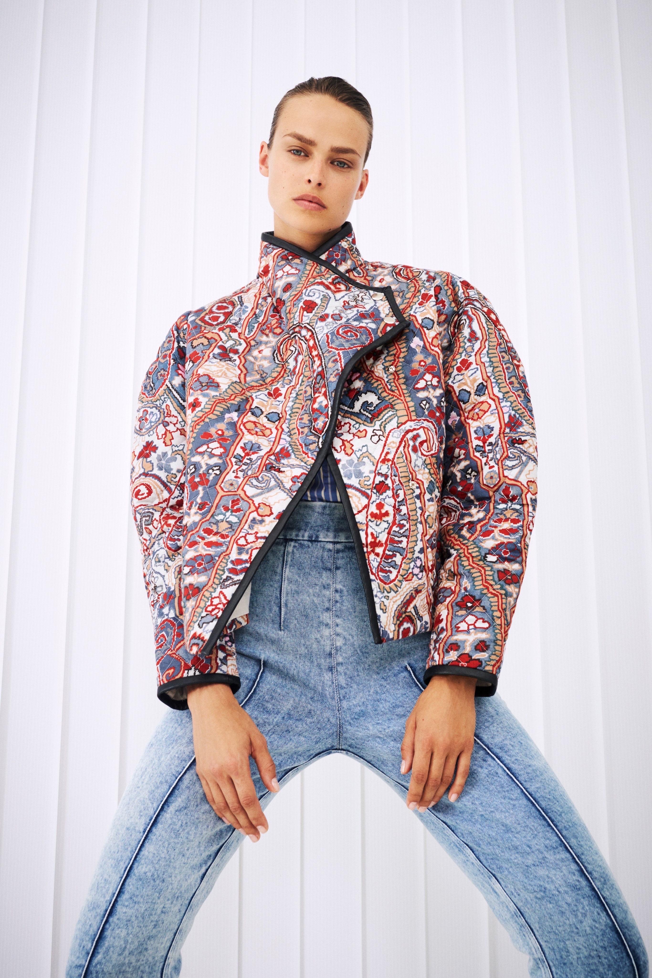 Isabel Marant Resort 2021 Jenolia Talla 38 / 6 - 8 Chaqueta biker de algodón con bufanda en venta 3