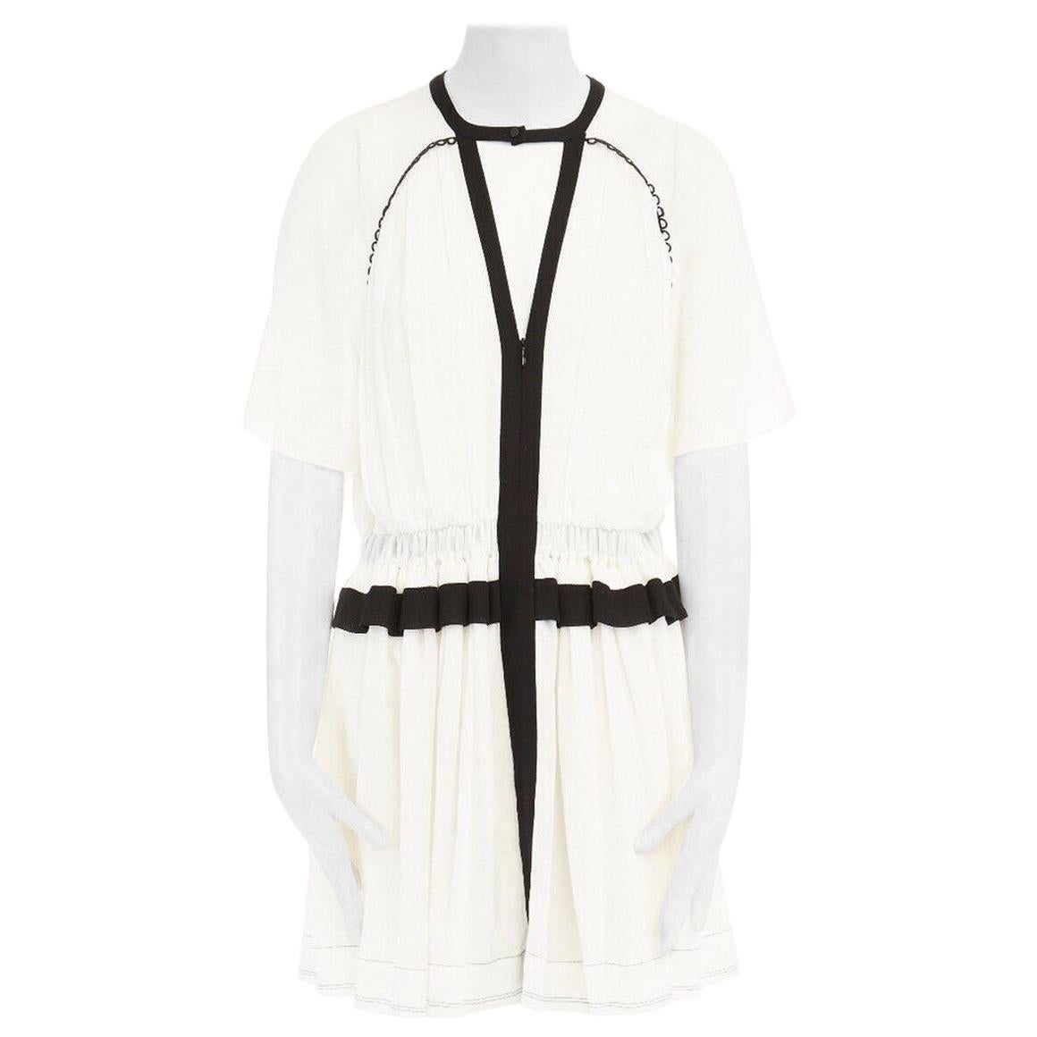ISABEL MARANT Retra 100% silk crepe white boho flutter sleeve dress FR42 L